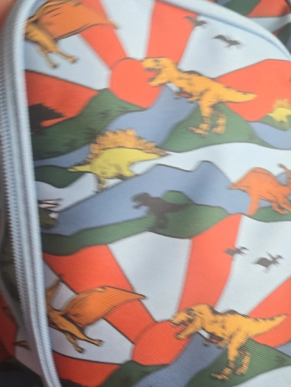 Kids Dinosaur Backpack and Lunch Bag Set - Light Blue, Green, Red